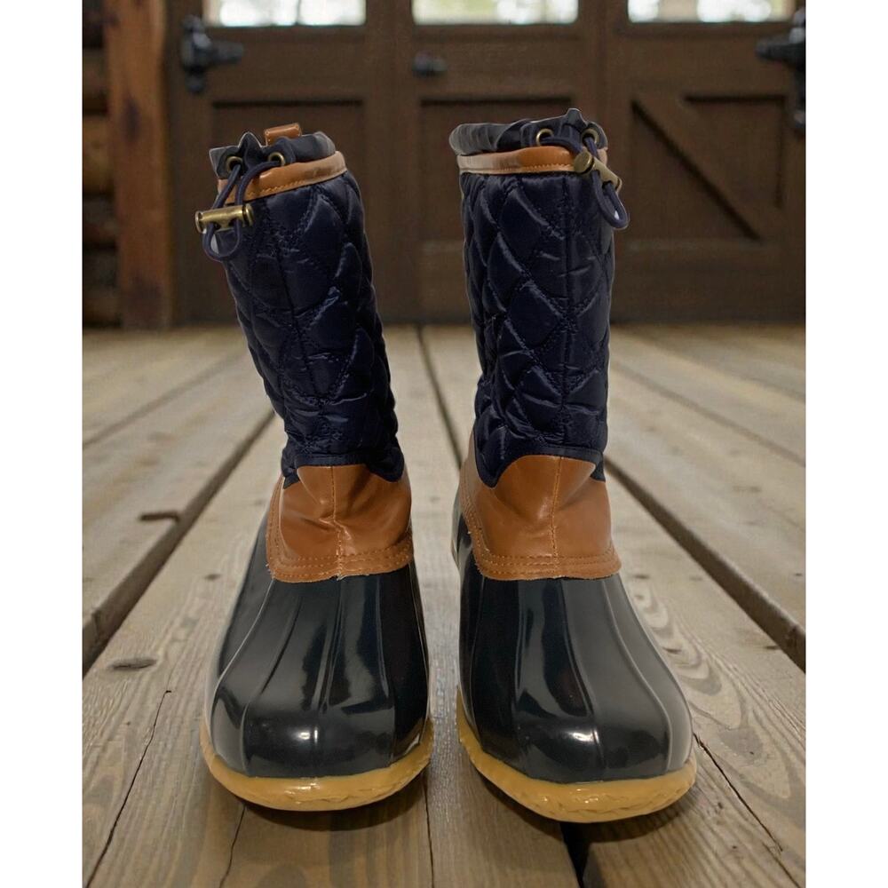 G.H. Bass & Co. Sea Duck boots navy blue quilted nylon upper size‎ 10 navy blue